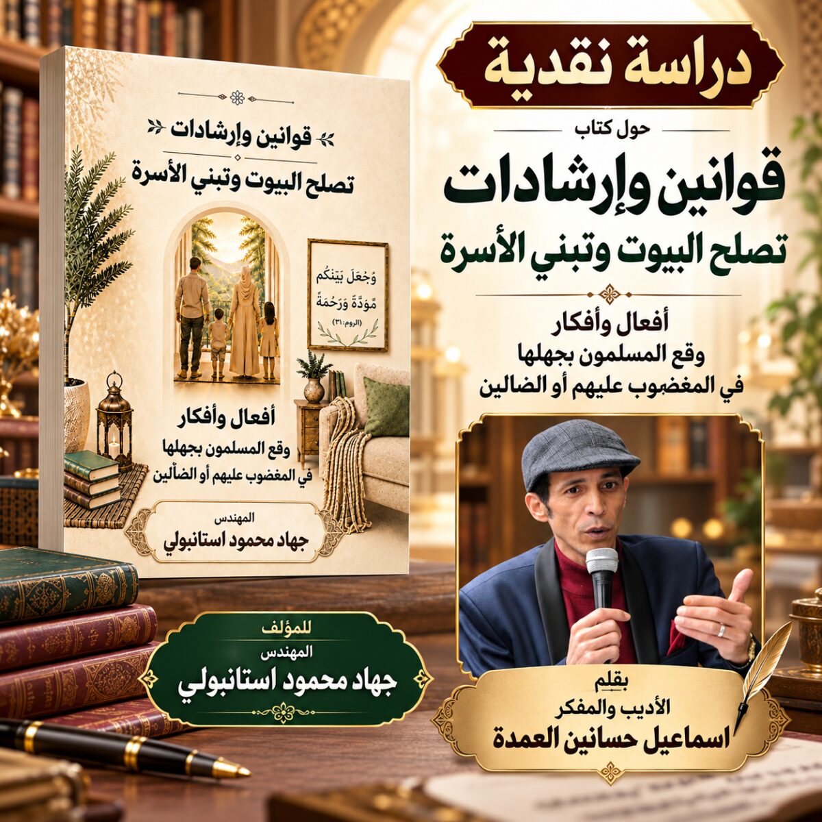 صورة دراسة نقدية علمية شاملة «قوانين وإرشادات لبناء الأسرة وإصلاح البيوت» دراسة تحليلية في البنية الدينية والنفسية والفلسفية والمنهجية والأسرية تأليف الكتاب: المهندس جهاد محمود استانبولي إعداد وصياغة نقدية